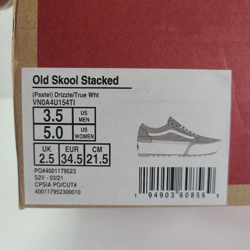 Vans Old Skool Stacked Platform Pastel Drizzle True White Sneakers Women Size 5 - Picture 12 of 12